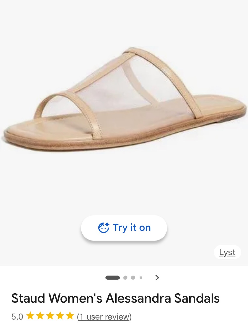 STAUD Nude Mesh Double-Strap Slide Sandals
